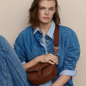 Mango buckled crossbody bag brown